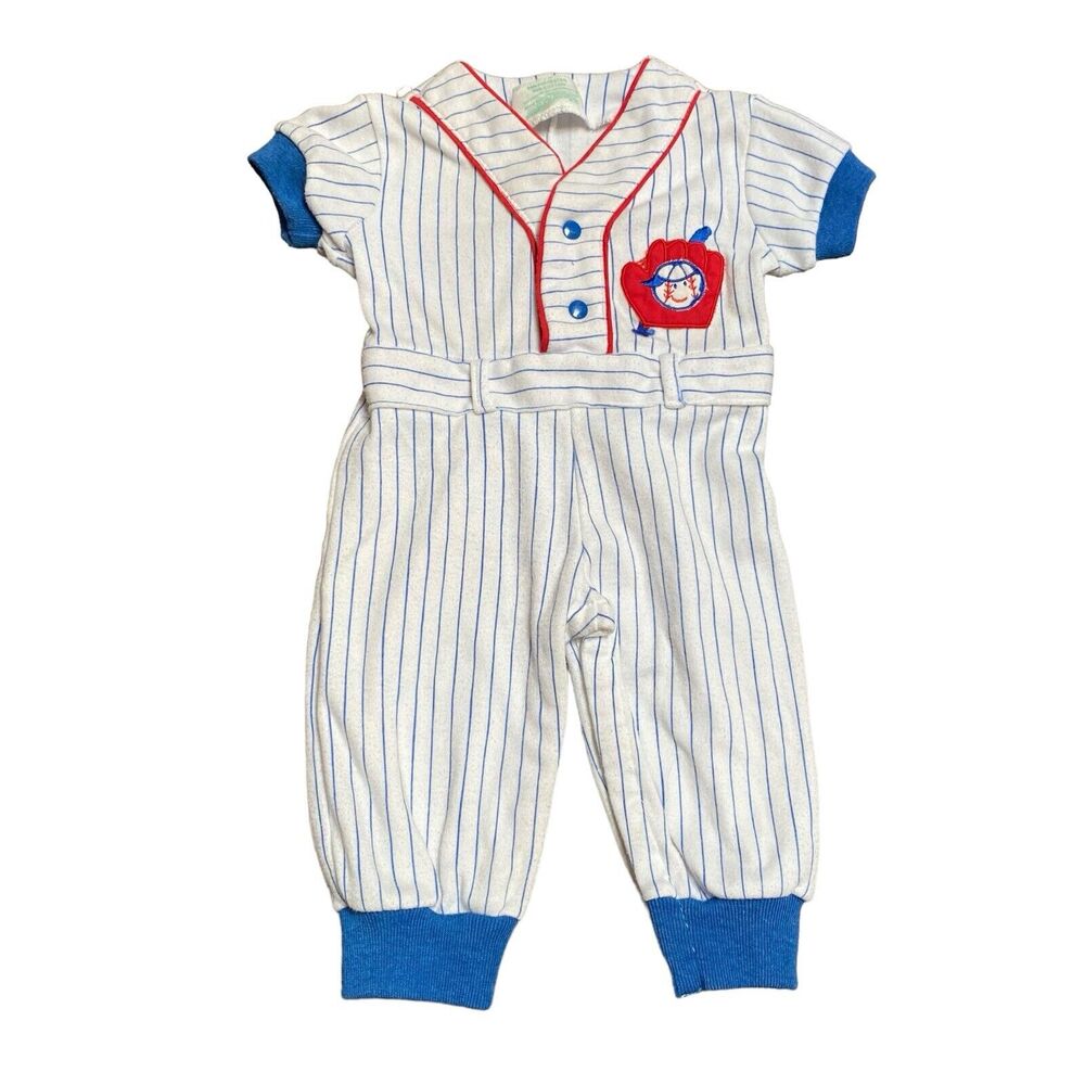 Vintage Tiny Tots Baby Outfit Size 6-9 Months Baseball Snap Closure